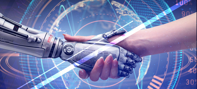 機器科技感商業海報 AI智能與共贏未來